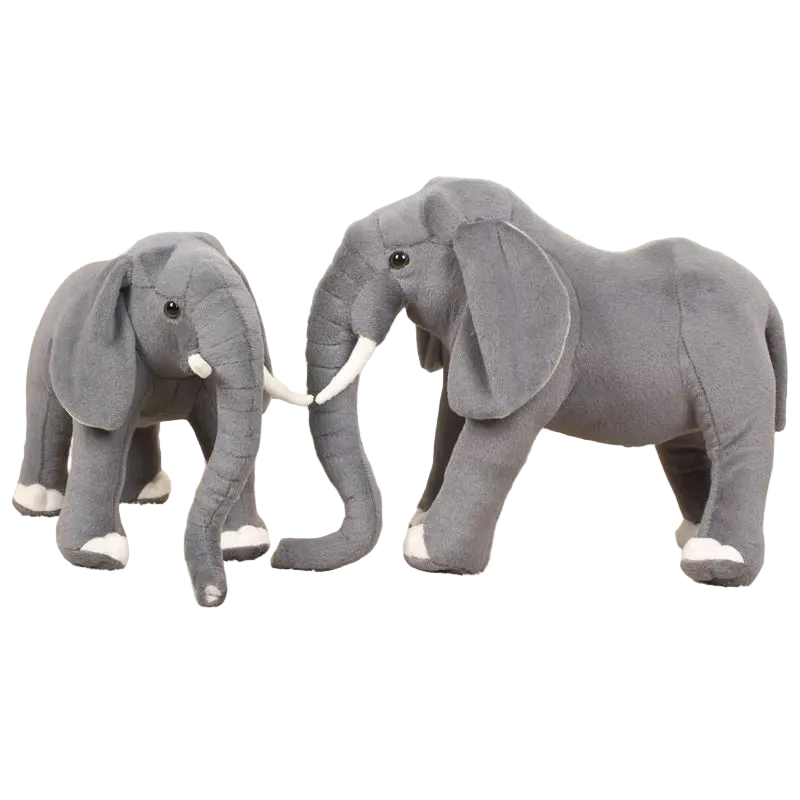 Lifelike Standing Elephant Plush | Realistic Safari Stuffed Animal | Calming Nursery Handmade Plush Toy