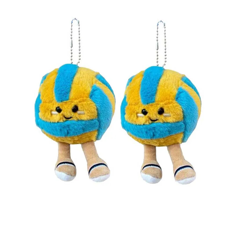 Happy Beach Volleyball Mini Plushie Charm — Cute Volleyball Plush Bag Charm & Key Ring | Sports Bag Decor