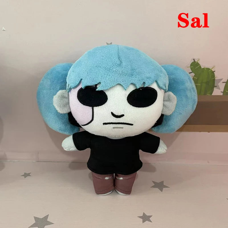 Sal Fisher Sally Face plush 20cm blue pigtails prosthetic mask chibi collectible soft minky
