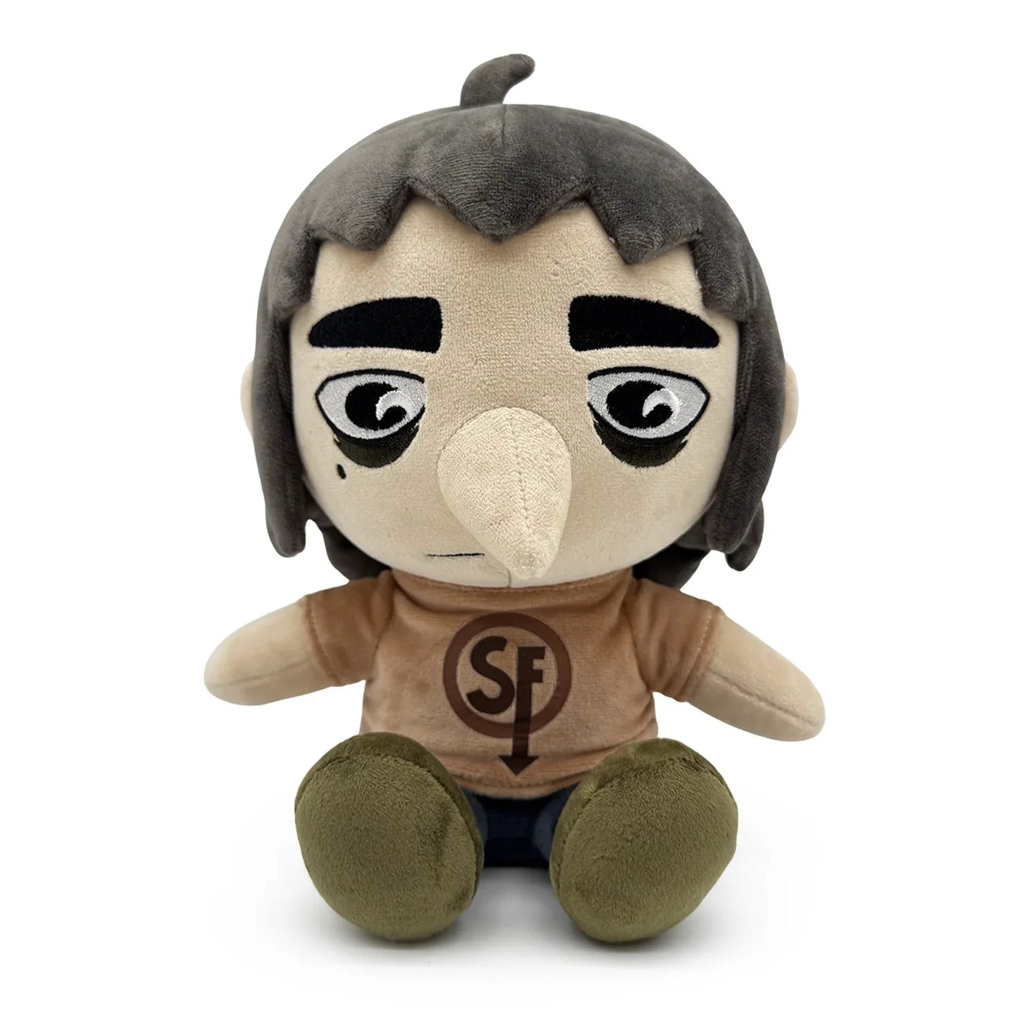 Sally Face Larry Johnson soft minky plush stuffed figure brown hair band shirt front view

