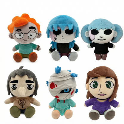 Sally Face plush collection all 6 chibi figures Sal Fisher Young Sal Larry Johnson blue hair Ashley Campbell Todd Morrison 20cm
