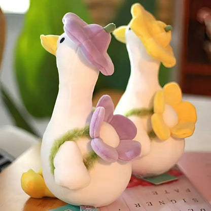Cute Duck Plush - Super Soft White Goose Stuffed Animal with Tulip Hat, Handmade Duck Plushie 30cm