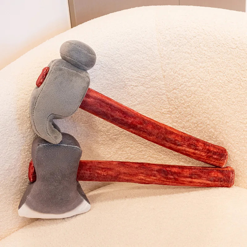Realistic Axe & Claw Hammer Plush Toys - Lifelike Stuffed Tool Plushies 40cm | Novelty Gift