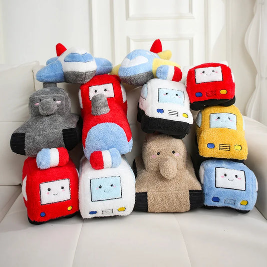Chunky Vehicle Plushies - Soft Smiling Car Truck Plane Train Plush Toy | Happy Wheels Handmade Stuffed Animal