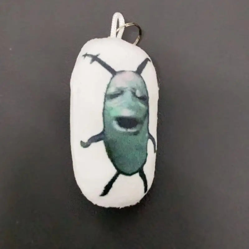 Screaming Face Bag Charm Plankton plush hanging on keyring