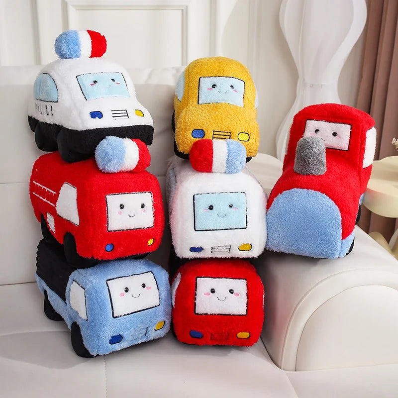 Chunky Vehicle Plushies - Soft Smiling Car Truck Plane Train Plush Toy | Happy Wheels Handmade Stuffed Animal