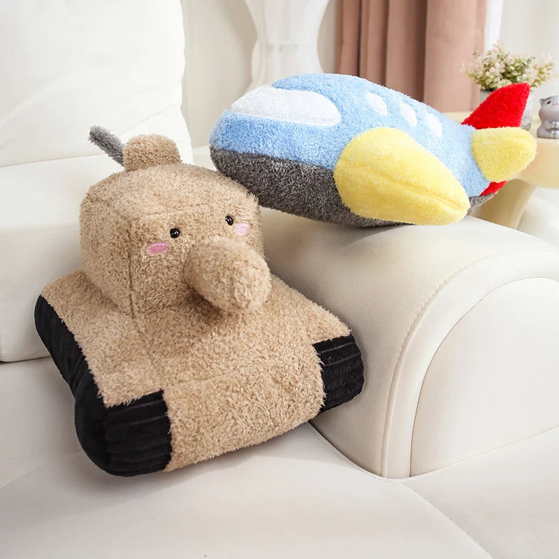 Chunky Vehicle Plushies - Soft Smiling Car Truck Plane Train Plush Toy | Happy Wheels Handmade Stuffed Animal