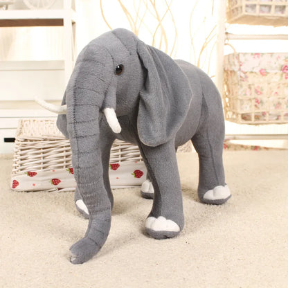 Lifelike Standing Elephant Plush | Realistic Safari Stuffed Animal | Calming Nursery Handmade Plush Toy