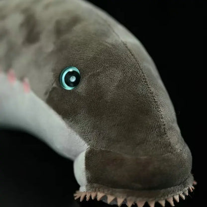 Sea Creature Plush sea lamprey held in hands demonstrating its 52cm relative size