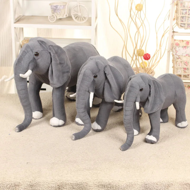 Lifelike Standing Elephant Plush | Realistic Safari Stuffed Animal | Calming Nursery Handmade Plush Toy
