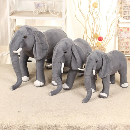 Lifelike Standing Elephant Plush | Realistic Safari Stuffed Animal | Calming Nursery Handmade Plush Toy
