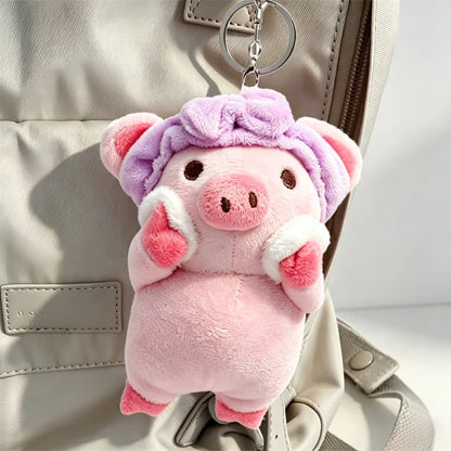 Self-care plush toy pink pig kawaii design side view