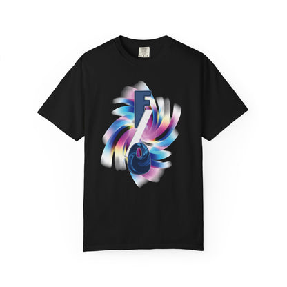 Self-shipper fashion flat lay, F/O Vortex Tee with accessories, Y2K aesthetic styling
