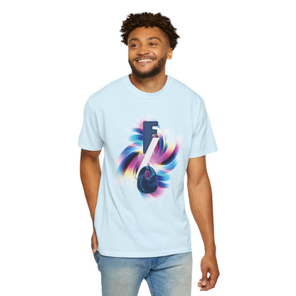 Self-shipping fandom tee, bold FO graphic front center, black oversized relaxed fit tee
