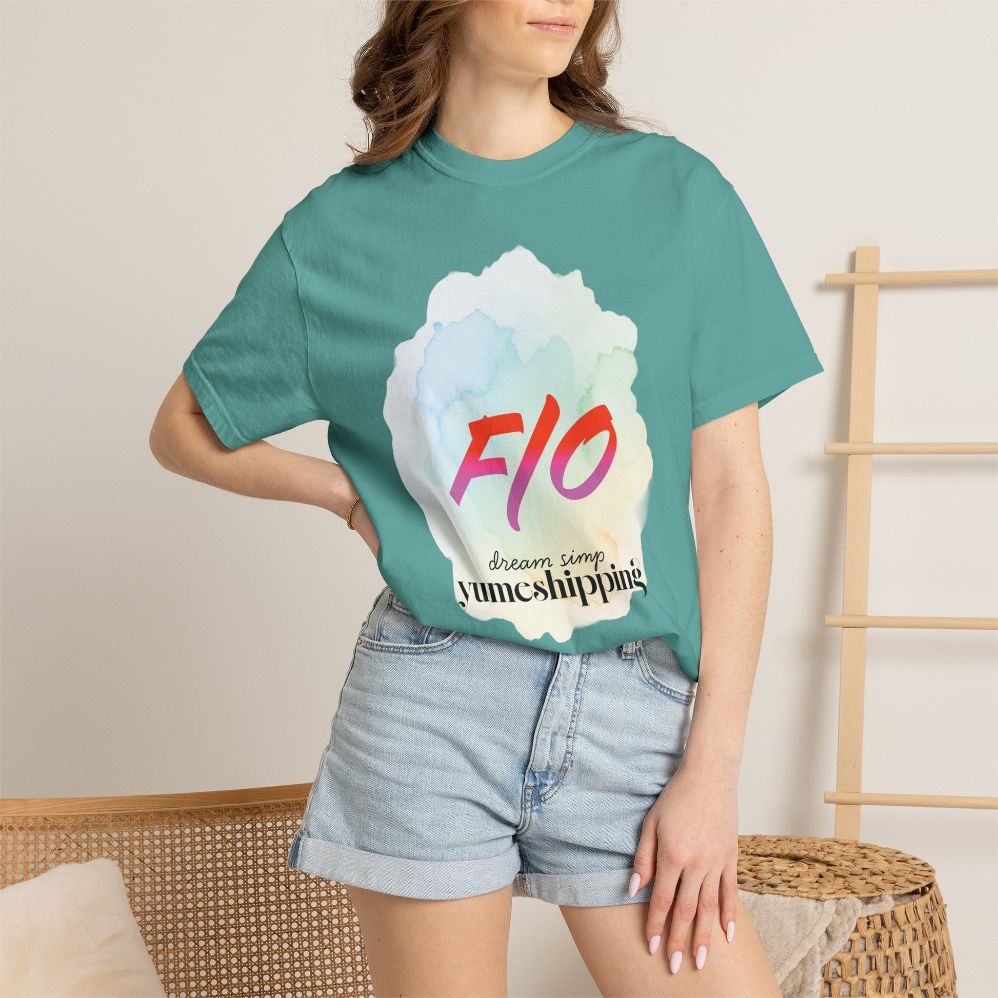 Self-shipping tee with brushstroke watercolor design for oshi culture fans
