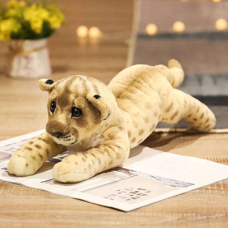 Set of big cat cub plush toys - tiger lion and leopard stuffed animals side by side