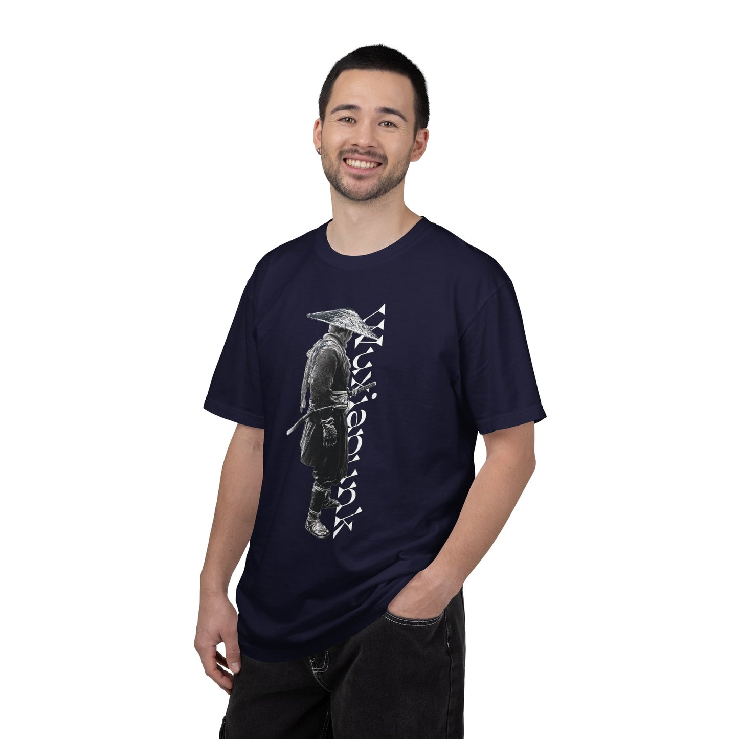 Shadowy drifter blade graphic heavyweight garment dyed tee dark wuxia ronin design