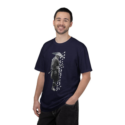 Shadowy drifter blade graphic heavyweight garment dyed tee dark wuxia ronin design