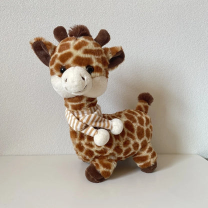 Side view of 32cm giraffe plush toy showing fluffy PP cotton filling and soft body