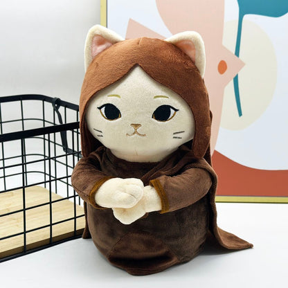 Side view of handmade cat meme plush toy, Meow-Na Lisa 29cm
