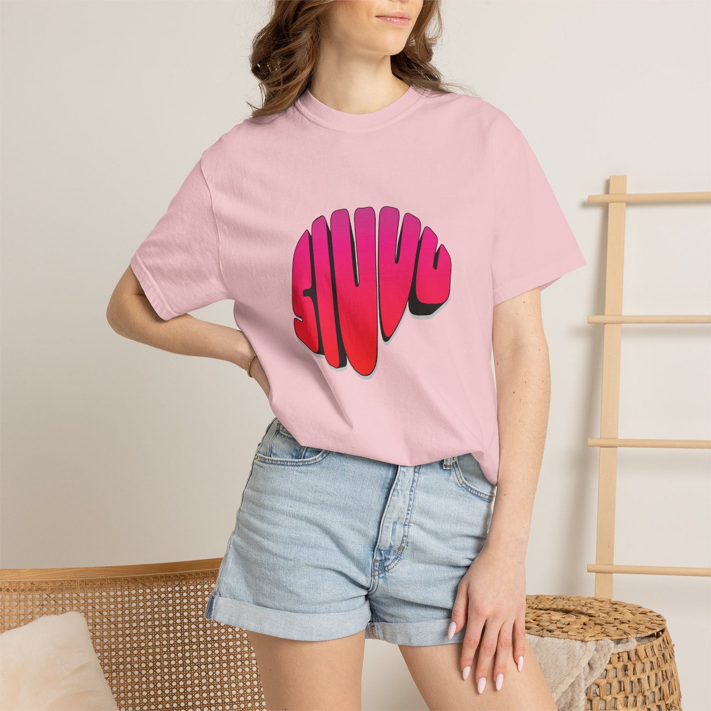 Siuu graphic tee double needle stitching tubular knit construction