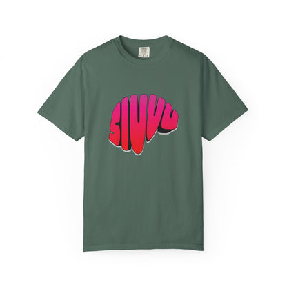Siuu graphic tee with number 7 footballer design in red and blue