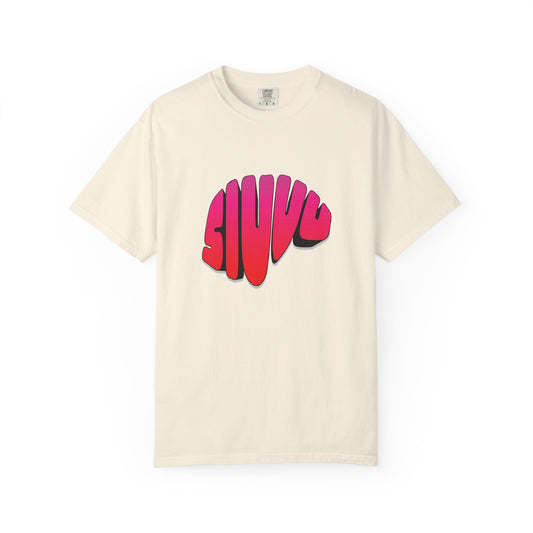 Siuu graphic tee with number 7 footballer print in red and blue
