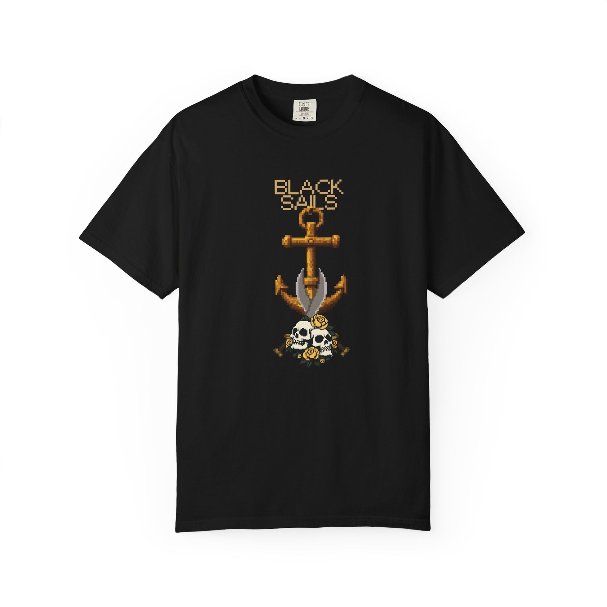 Skull graphic tee size comparison flat lay S through 3XL

