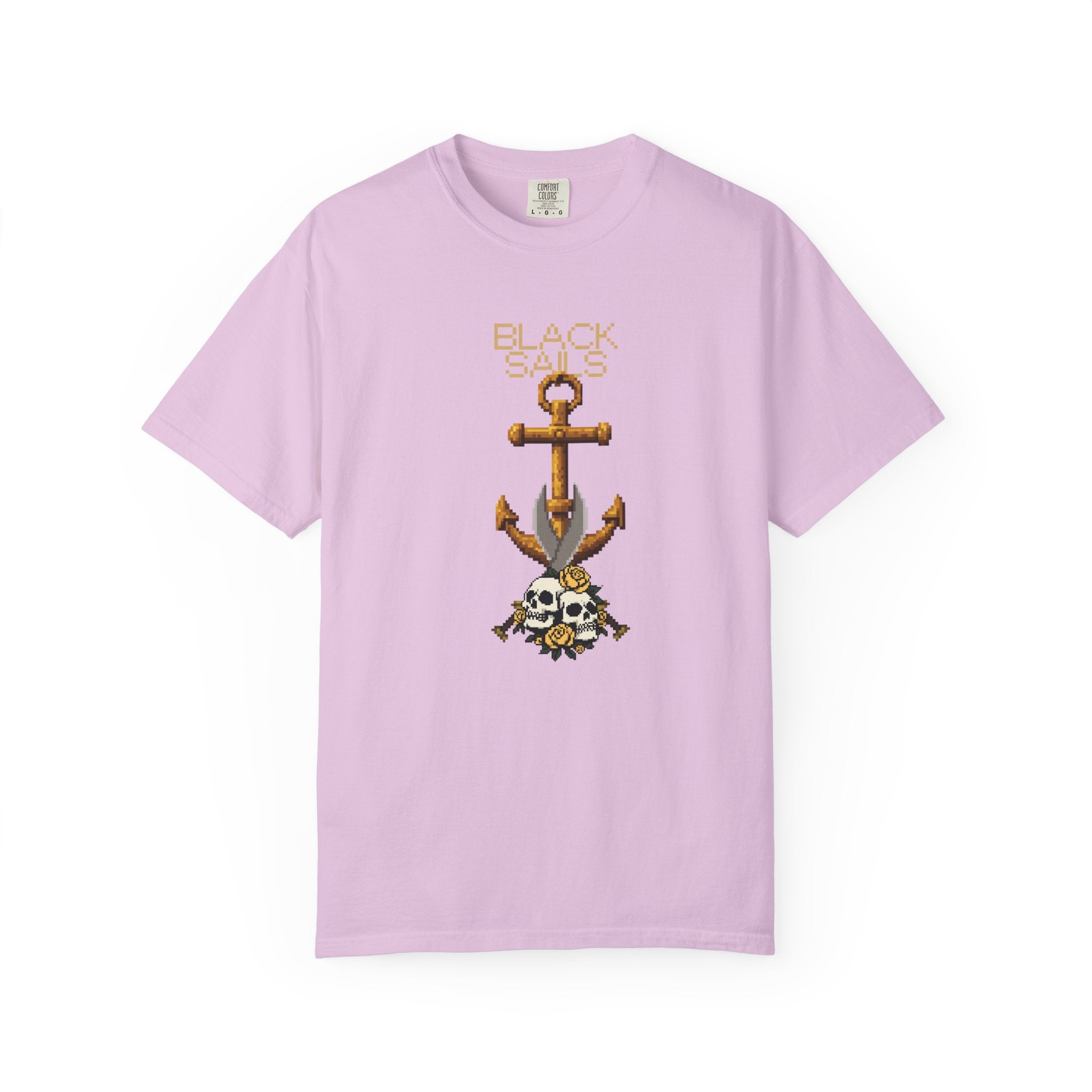 Anchor Skull Pixel Art Graphic Tee - Nautical Skull Printed Unisex
