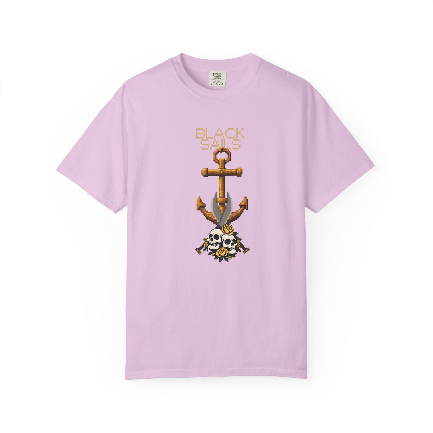 Skull printed unisex tee lifestyle photo worn with dark denim and boots

