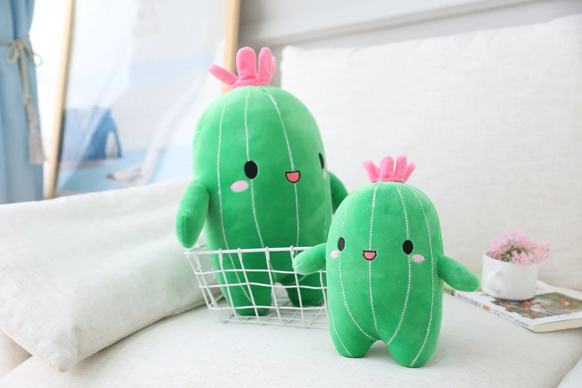 Small 25cm cute cactus plush as a compact desk companion and decor piece