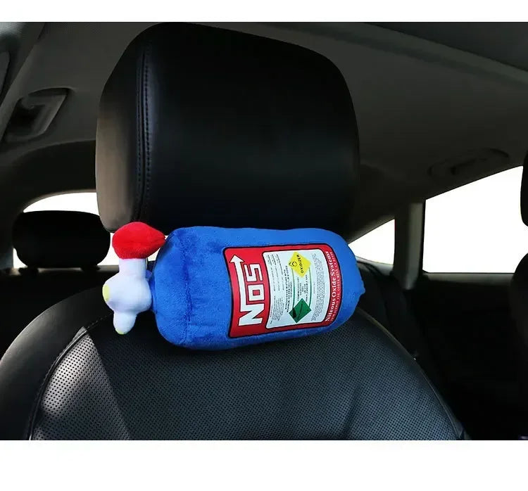 Small 29cm nitrous oxide plush bottle stuffed toy front view
