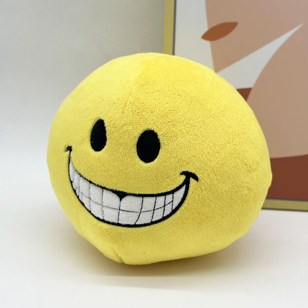 Smiley face horror plush close up detail handmade
