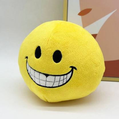 Smiley face horror plush close up detail handmade