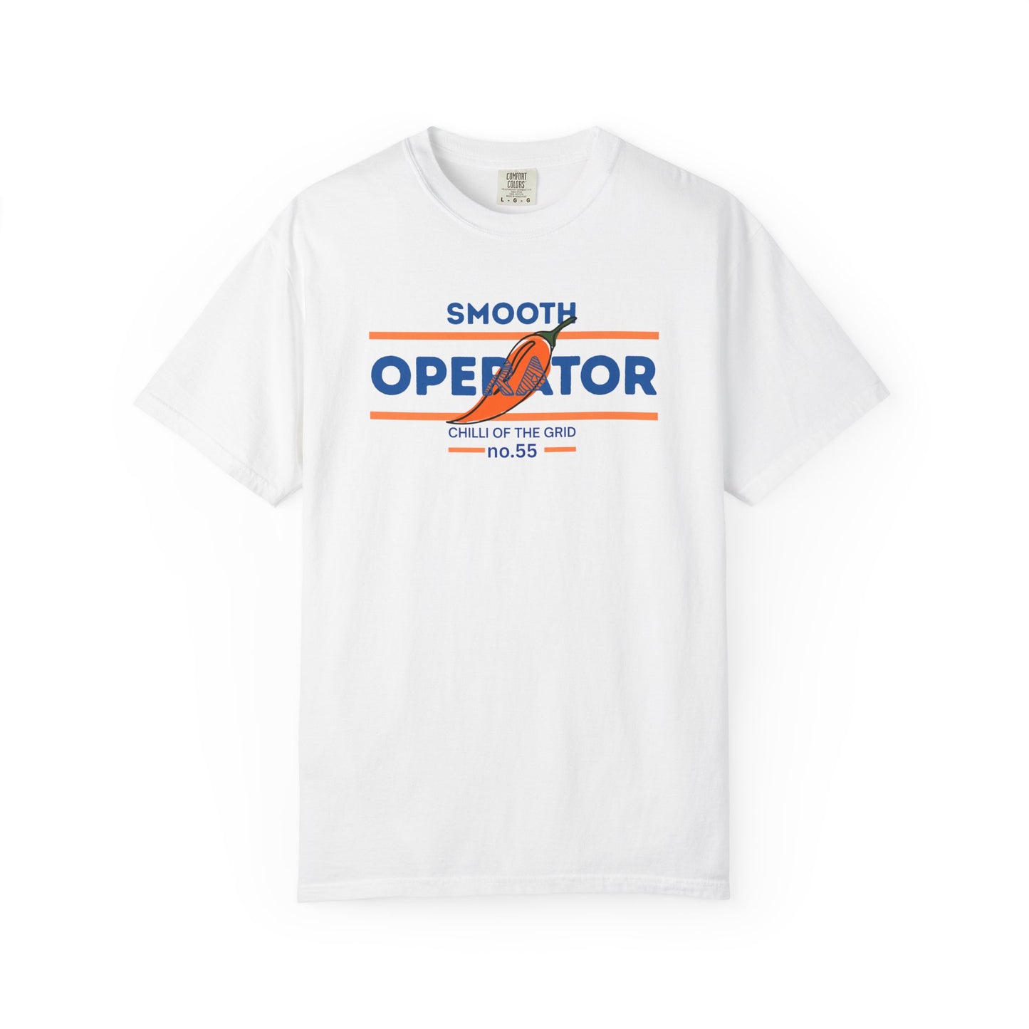 Smooth Operator T-Shirt featuring a bold chili pepper design with the Chilli of the Grid racing tagline