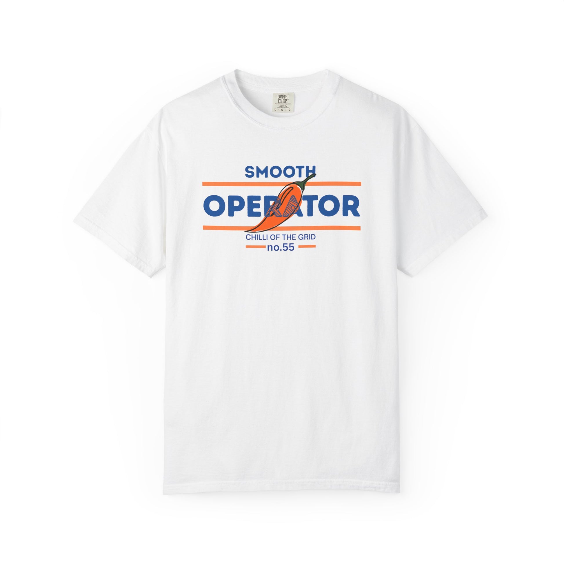 Smooth Operator T-Shirt featuring a bold chili pepper design with the Chilli of the Grid racing tagline