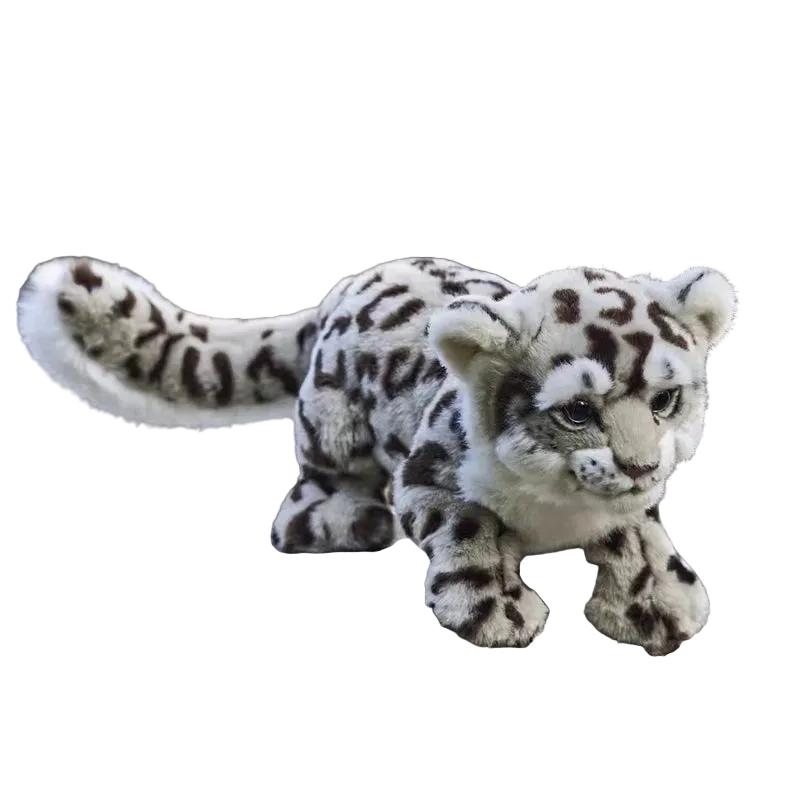Snow leopard plush 23cm front view on white background
