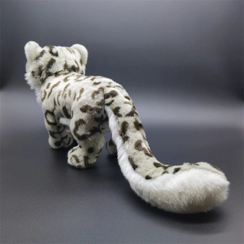 Snow panther plush standing pose full body side profile