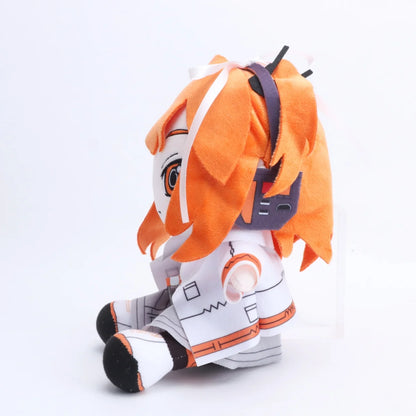 Soft Adachi Rei plush doll showing black turtleneck and white jacket costume detail
