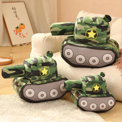 Soft army tank stuffed toy 32cm size full front view