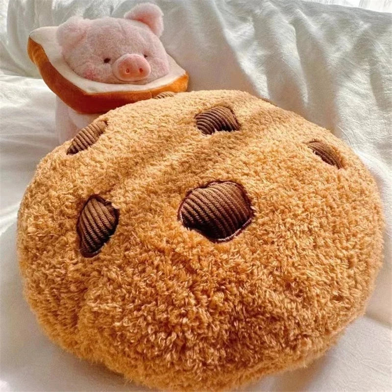 Soft cookie pillow filled with PP cotton showing detailed plush texture