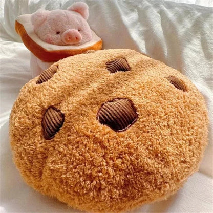 Soft cookie pillow filled with PP cotton showing detailed plush texture