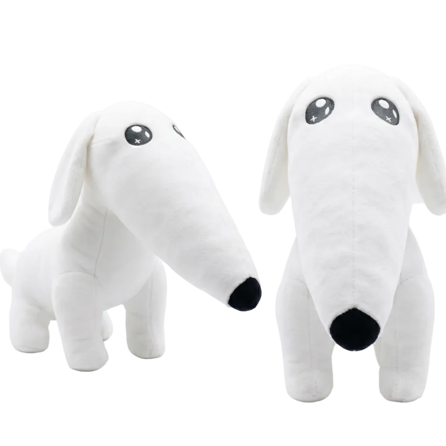 Soft cotton Borzoi plush toy side profile view
