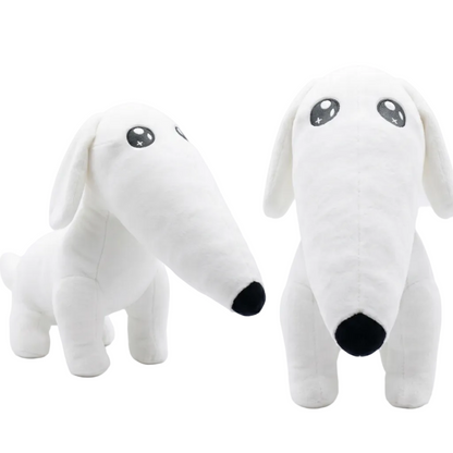 Soft cotton Borzoi plush toy side profile view
