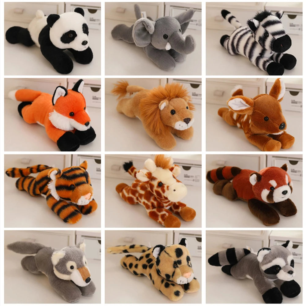 Soft forest animal plushies collection lying down 30cm