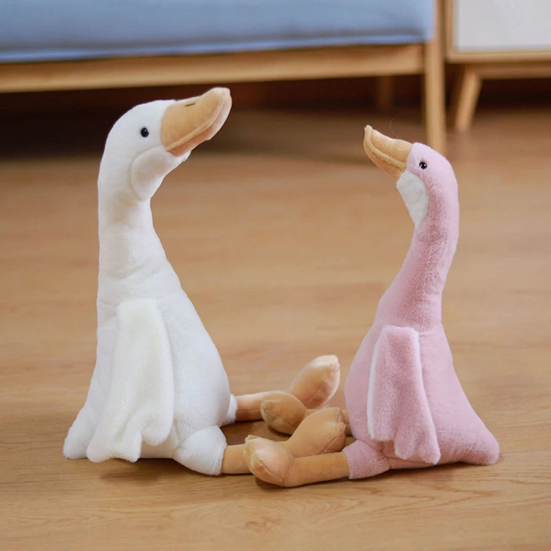 Soft goose toy close up plush fabric texture detail