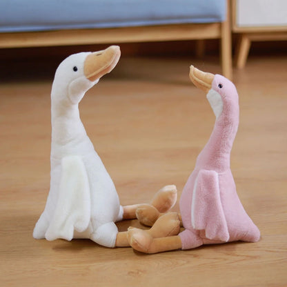 Soft goose toy close up plush fabric texture detail