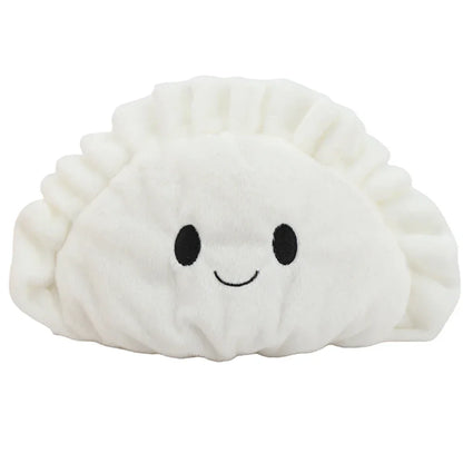 Soft handmade pierogi pillow with rosy cheeks