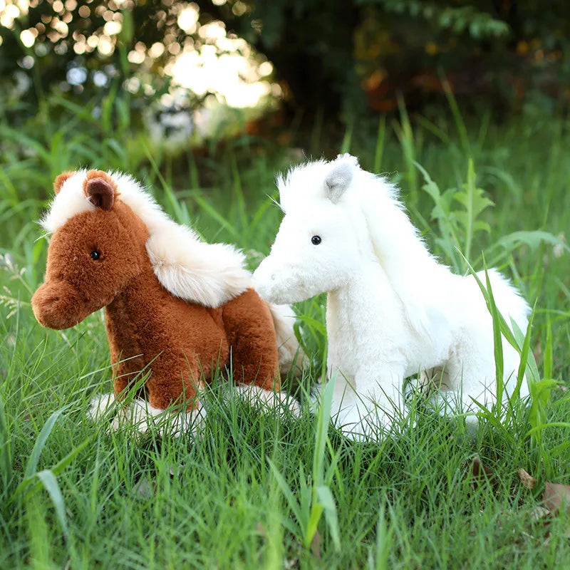 Soft horse plush toy designed with meticulous handmade stitching and natural coloring