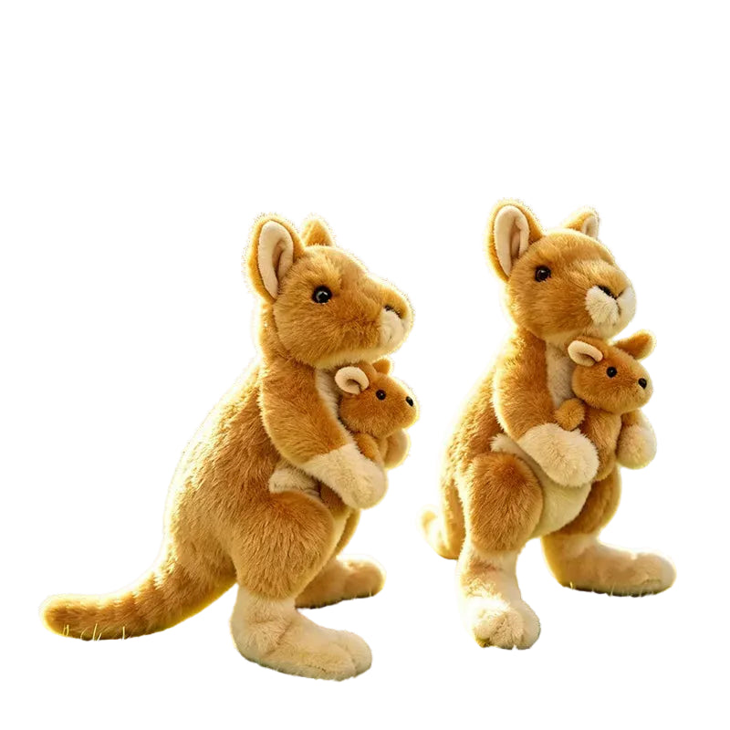 Soft kangaroo stuffed animal close up of face and ears detail